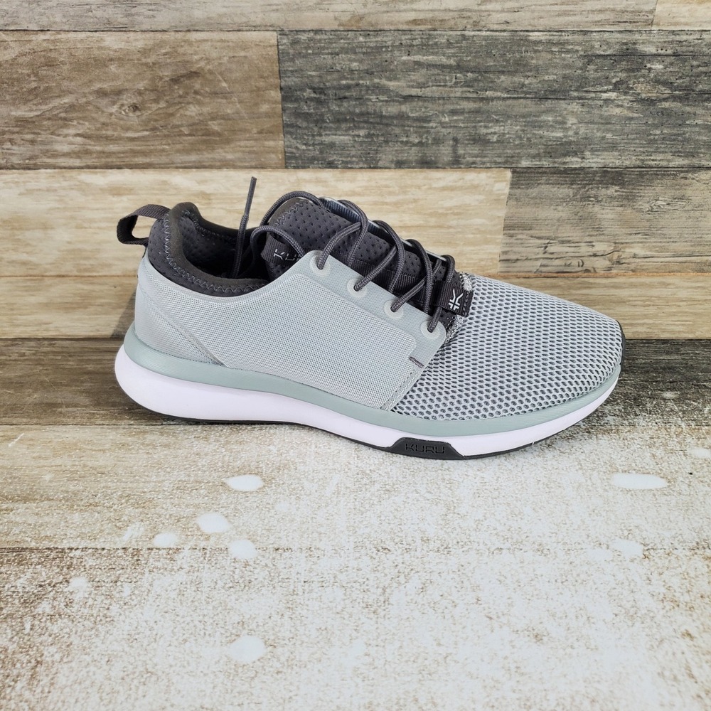 Kuru Atom‎ Womens Shoes Sz 8.5 M Running Cloud Gray White Mesh Lace Up Sneakers